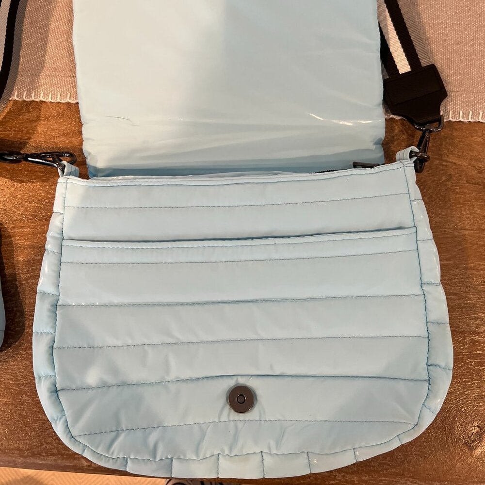NWOT Think Royln Baby Blue Patent Leather Crossbody Women's Bag - Picture 2 of 4